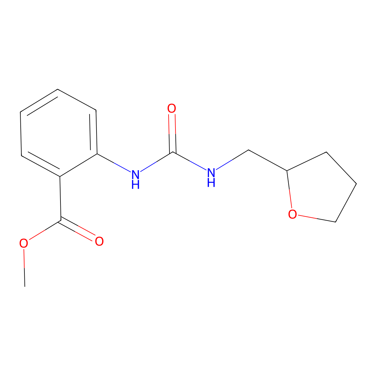 Methyl 2-({[(tetrahydro-2-furanylmethyl)amino]carbonyl}amino)benzoate molecular structure, CAS 708218-61-5