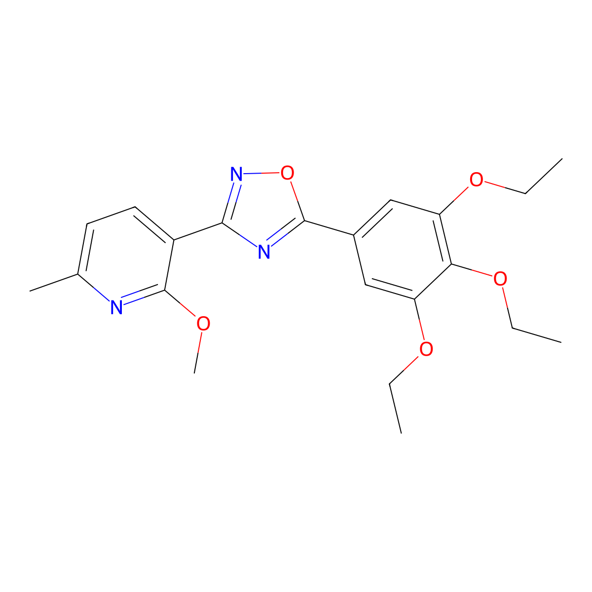 2-Methoxy-6-methyl-3-[5-(3,4,5-triethoxyphenyl)-1,2,4-oxadiazol-3-yl]pyridine molecular structure, CAS 708218-81-9