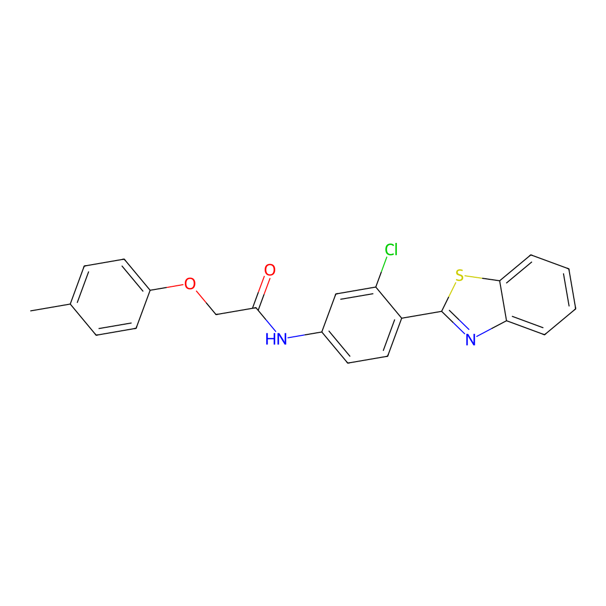 N-[4-(1,3-benzothiazol-2-yl)-3-chlorophenyl]-2-(4-methylphenoxy)acetamide molecular structure, CAS 708218-91-1