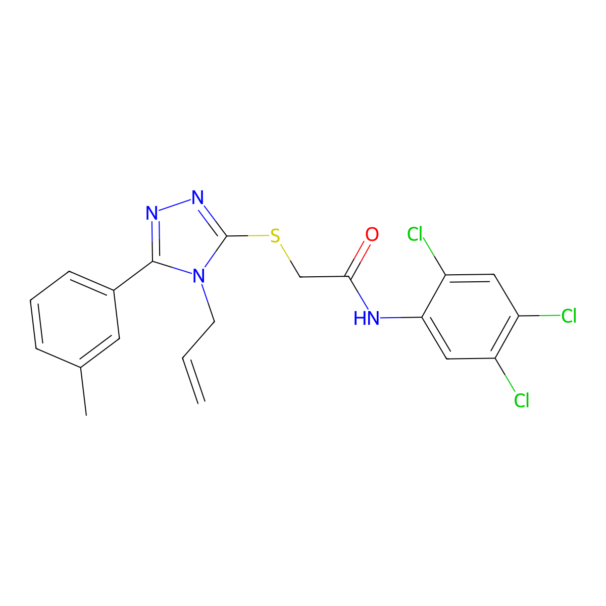 2-[[5-(3-methylphenyl)-4-prop-2-enyl-1,2,4-triazol-3-yl]sulfanyl]-N-(2,4,5-trichlorophenyl)acetamide molecular structure, CAS 708218-94-4