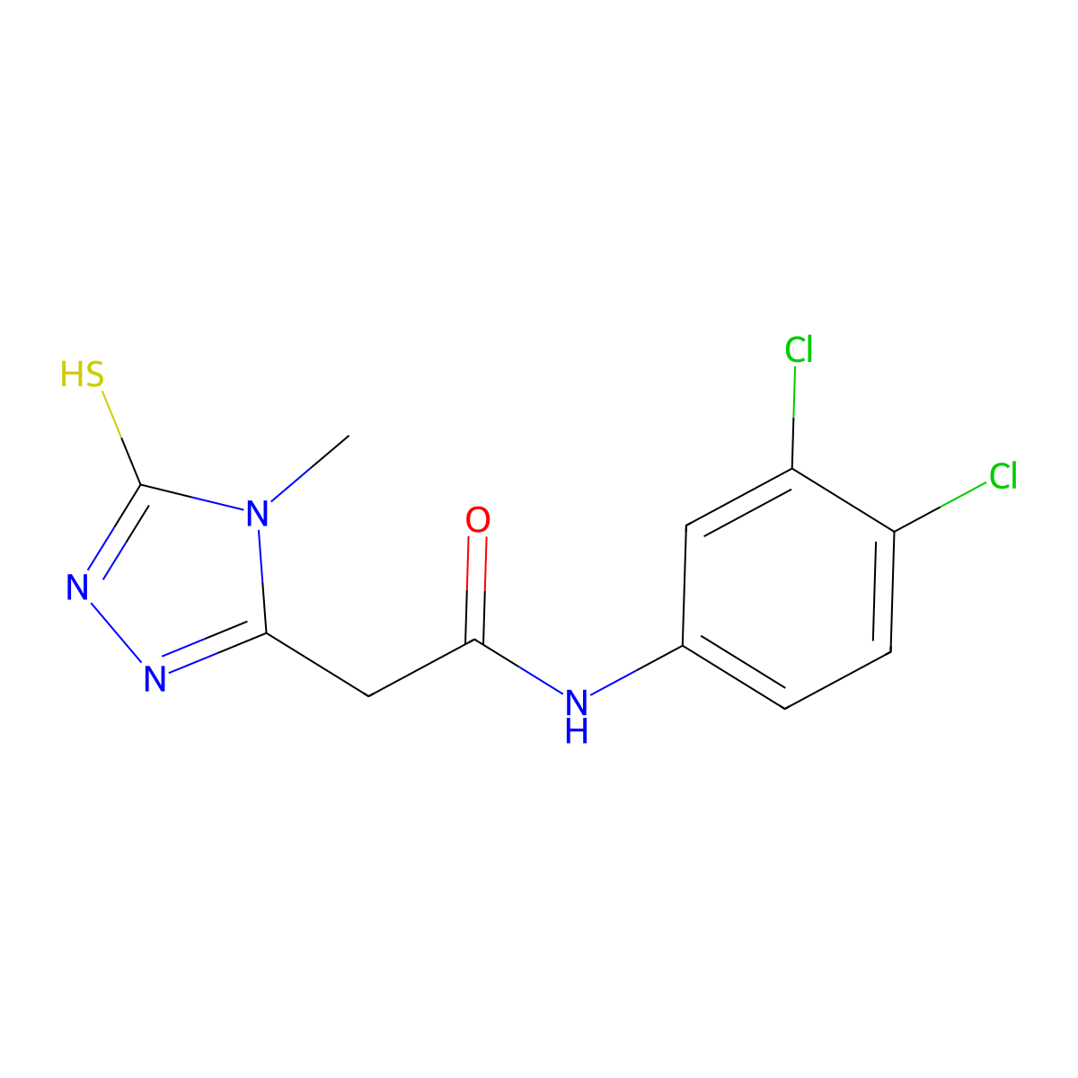 N-(3,4-dichlorophenyl)-2-(4-methyl-5-sulfanyl-4H-1,2,4-triazol-3-yl)acetamide molecular structure, CAS 708219-00-5