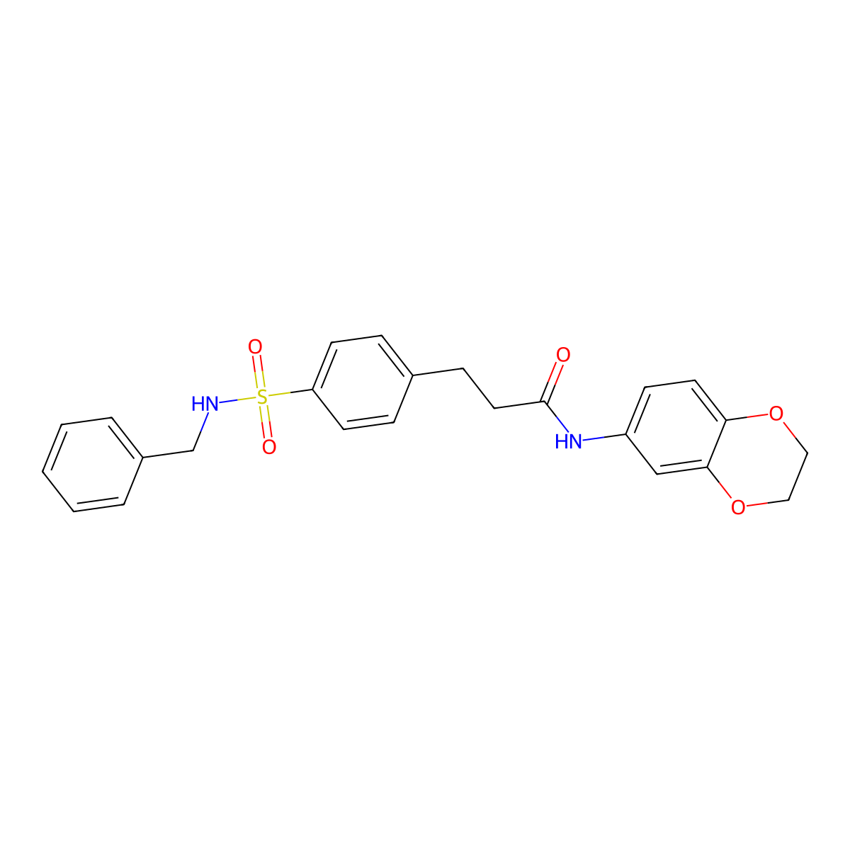 3-[4-(benzylsulfamoyl)phenyl]-N-(2,3-dihydro-1,4-benzodioxin-6-yl)propanamide molecular structure, CAS 708219-05-0
