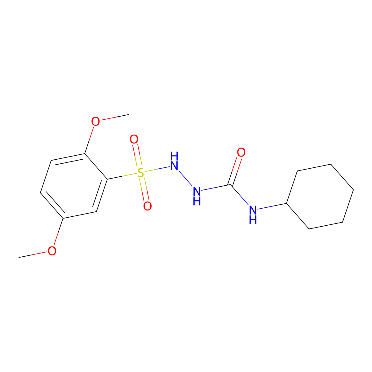 1-Cyclohexyl-3-[(2,5-dimethoxyphenyl)sulfonylamino]urea molecular structure, CAS 708219-06-1