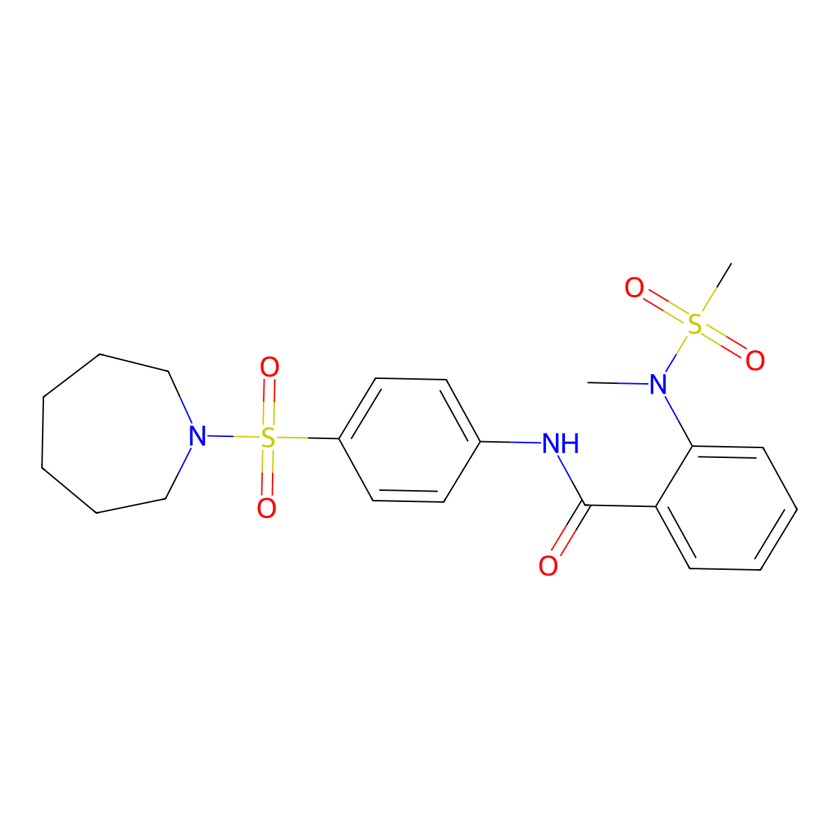 N-[4-(azepan-1-ylsulfonyl)phenyl]-2-[methyl(methylsulfonyl)amino]benzamide molecular structure, CAS 708219-08-3
