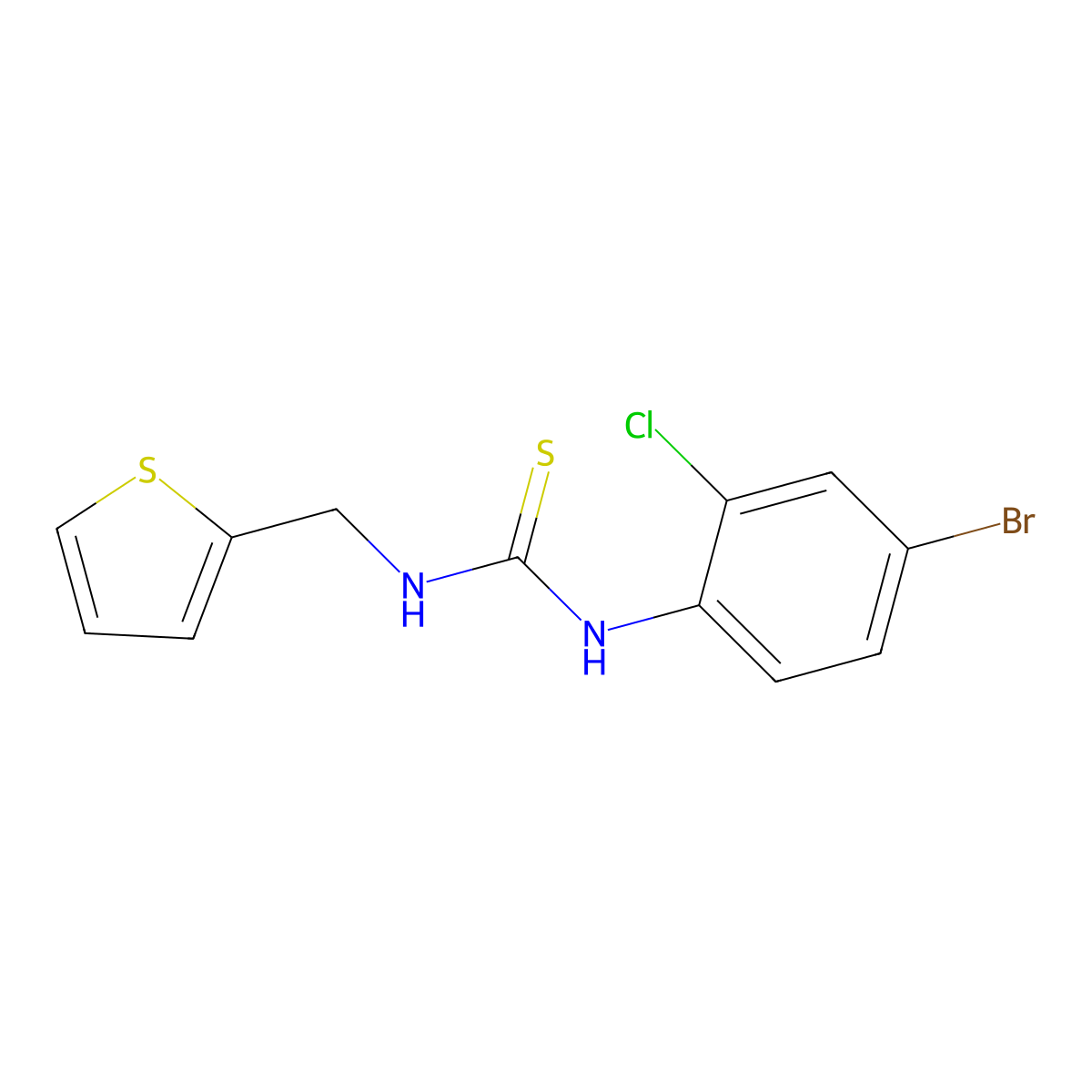 1-(4-Bromo-2-chlorophenyl)-3-(thiophen-2-ylmethyl)thiourea molecular structure, CAS 708219-17-4