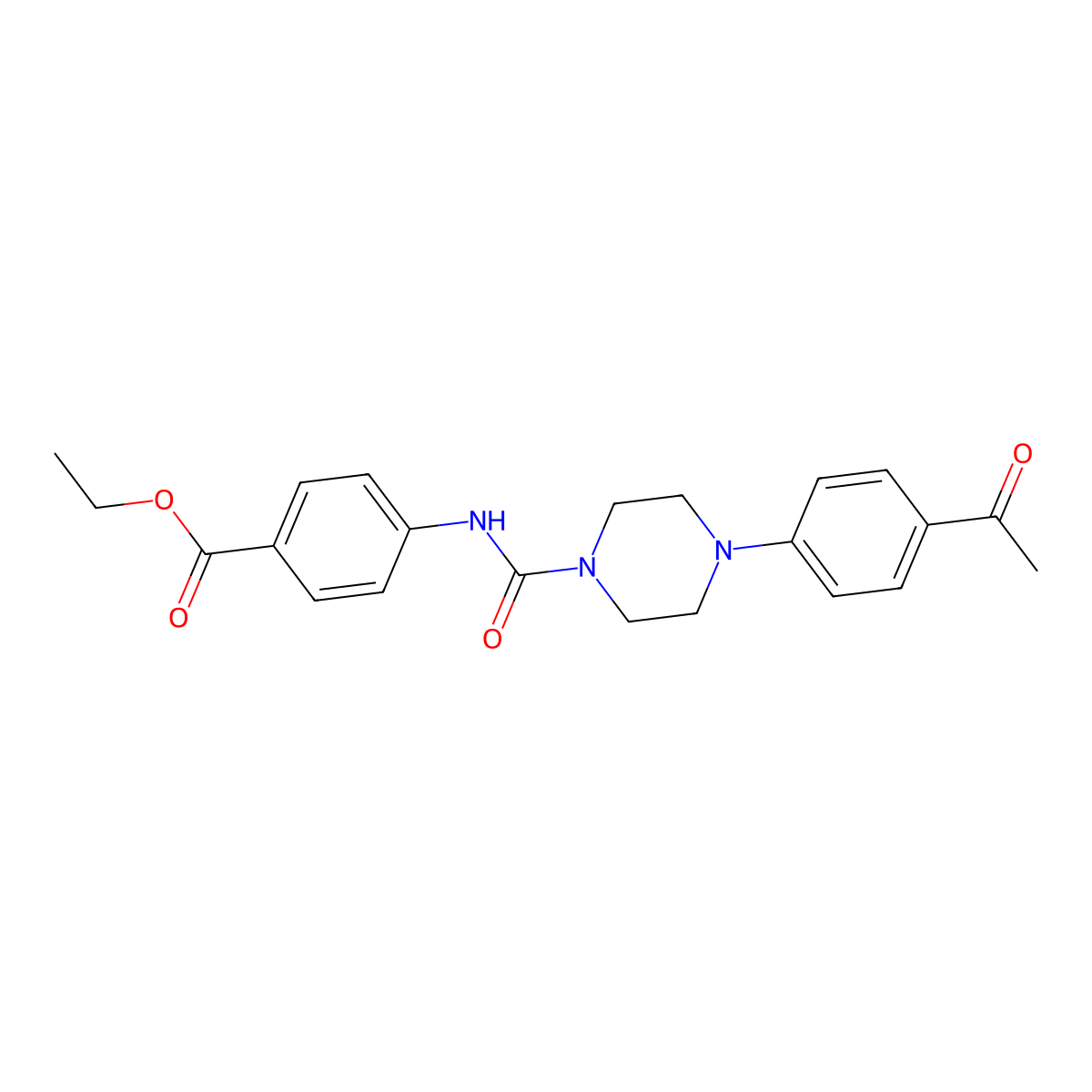 Ethyl 4-{[4-(4-acetylphenyl)piperazinyl]carbonylamino}benzoate molecular structure, CAS 708219-19-6
