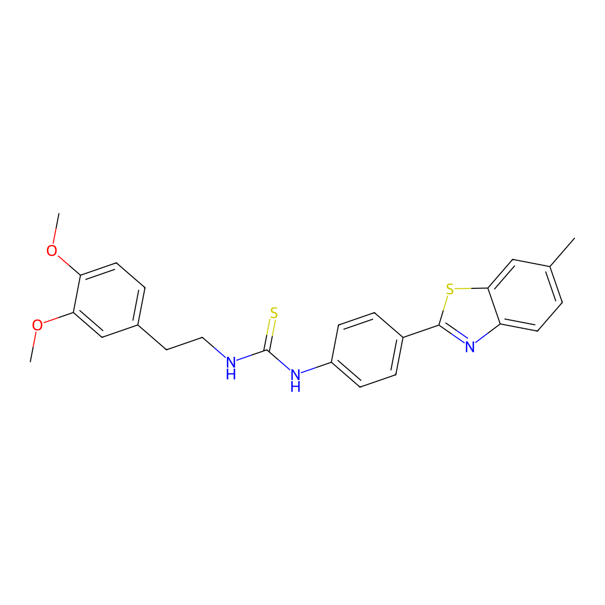 1-[2-(3,4-Dimethoxyphenyl)ethyl]-3-[4-(6-methyl-1,3-benzothiazol-2-yl)phenyl]thiourea molecular structure, CAS 708219-22-1