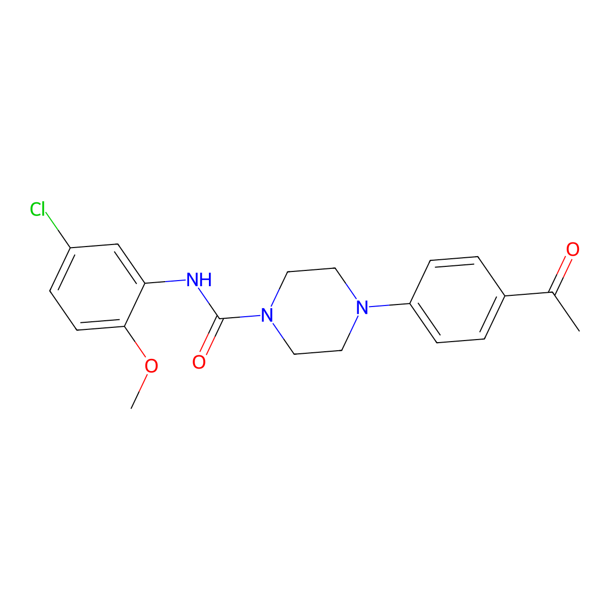 4-(4-acetylphenyl)-N-(5-chloro-2-methoxyphenyl)piperazine-1-carboxamide molecular structure, CAS 708219-26-5