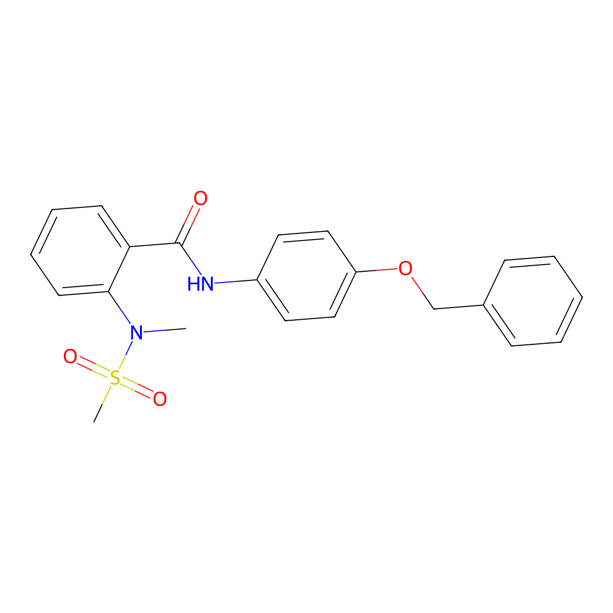 2-[methyl(methylsulfonyl)amino]-N-(4-phenylmethoxyphenyl)benzamide molecular structure, CAS 708219-41-4