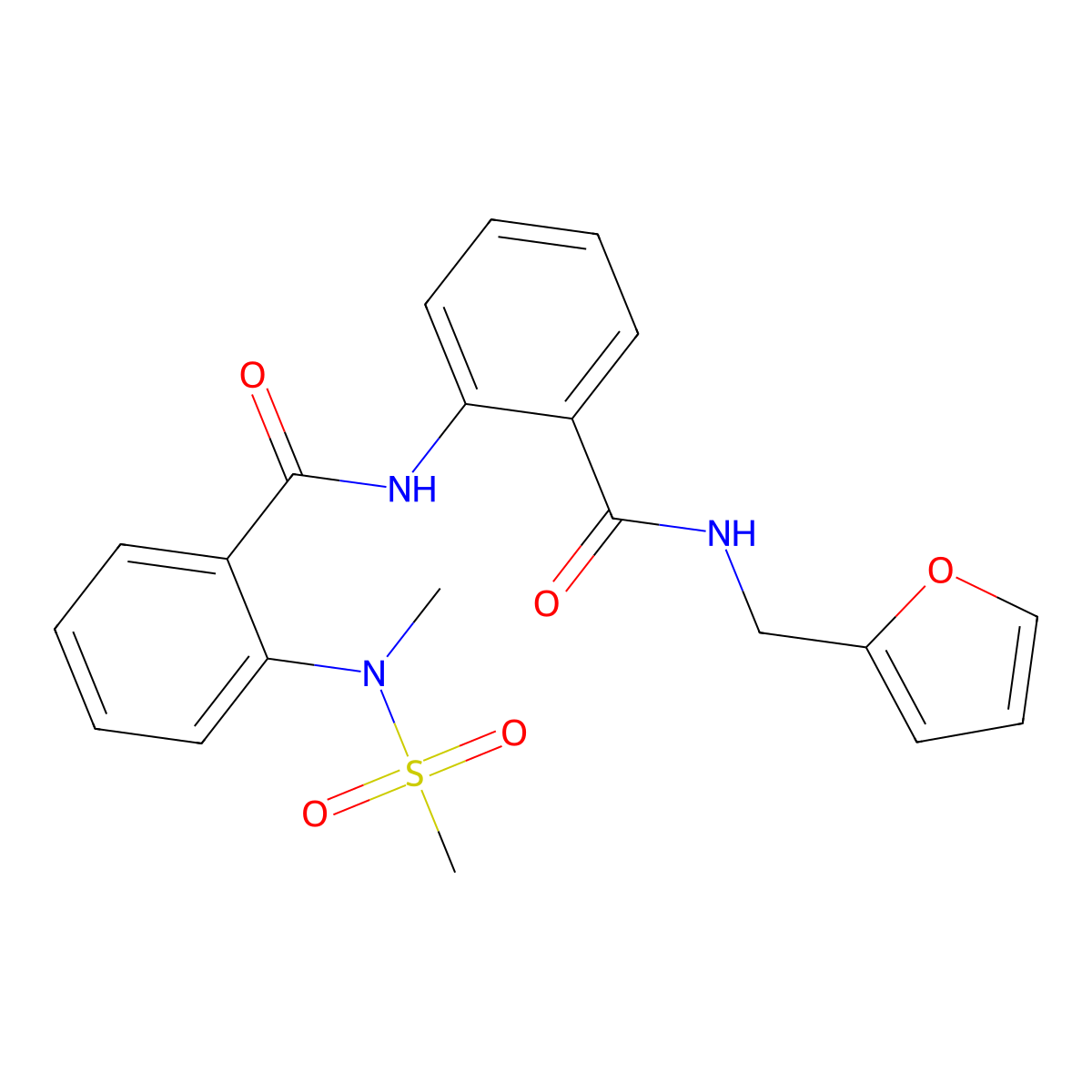 N-(2-{[(2-furylmethyl)amino]carbonyl}phenyl)-2-[methyl(methylsulfonyl)amino]benzamide molecular structure, CAS 708219-52-7