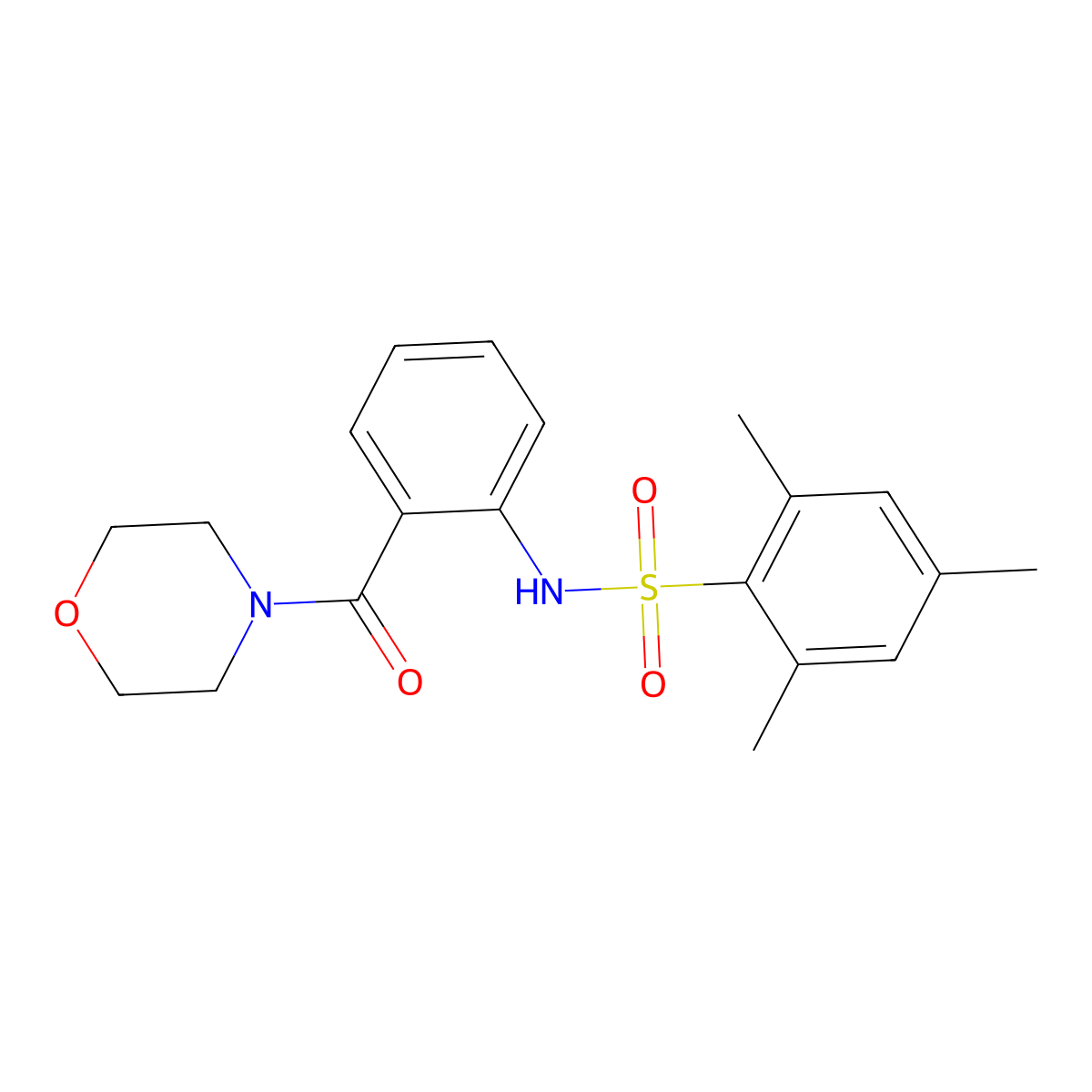 2,4,6-trimethyl-N-[2-(morpholine-4-carbonyl)phenyl]benzenesulfonamide molecular structure, CAS 708219-56-1