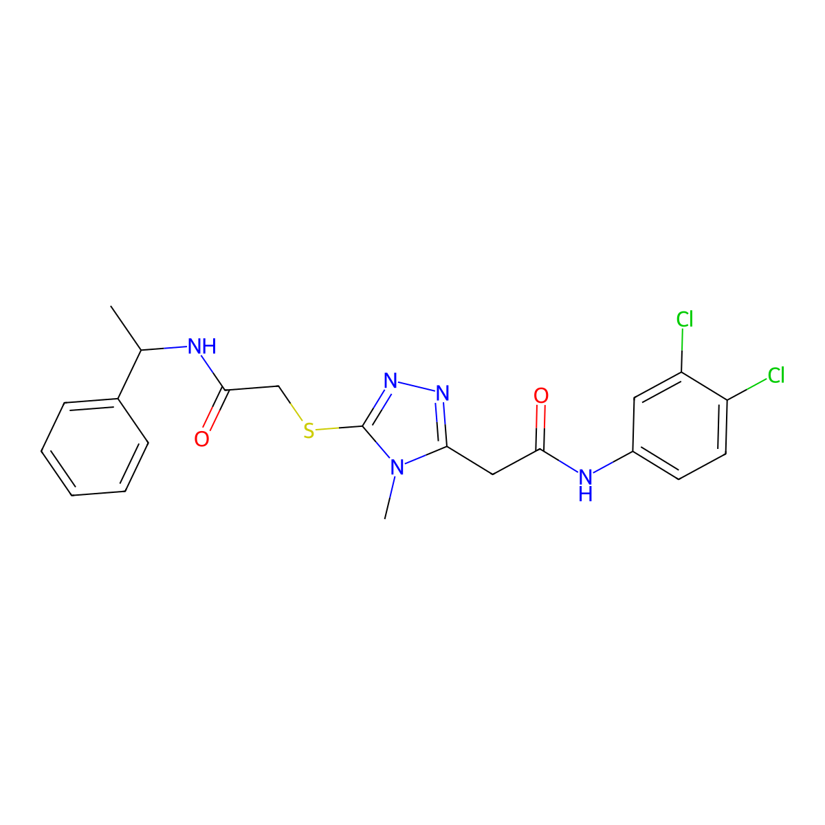 N-(3,4-dichlorophenyl)-2-[4-methyl-5-[2-oxo-2-(1-phenylethylamino)ethyl]sulfanyl-1,2,4-triazol-3-yl]acetamide molecular structure, CAS 708219-69-6