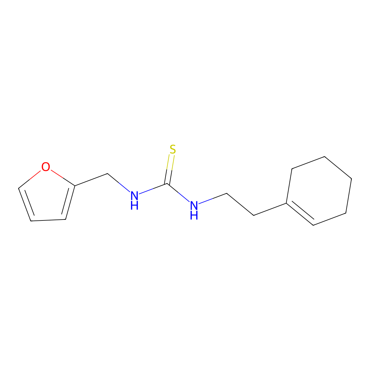 1-[2-(Cyclohexen-1-yl)ethyl]-3-(furan-2-ylmethyl)thiourea molecular structure, CAS 708219-83-4