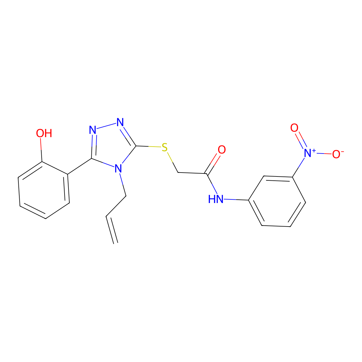 2-{[5-(2-hydroxyphenyl)-4-(prop-2-en-1-yl)-4H-1,2,4-triazol-3-yl]sulfanyl}-N-(3-nitrophenyl)acetamide molecular structure, CAS 708219-85-6