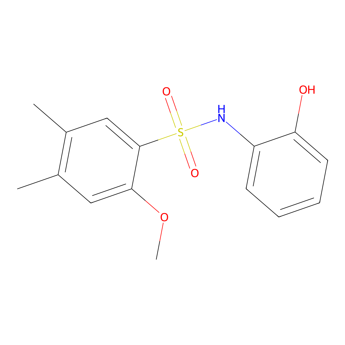 N-(2-hydroxyphenyl)-2-methoxy-4,5-dimethylbenzenesulfonamide molecular structure, CAS 708219-98-1