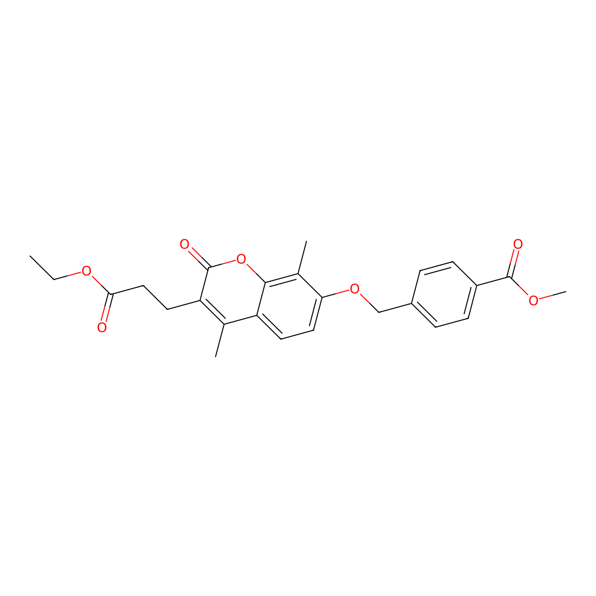 methyl 4-({[3-(3-ethoxy-3-oxopropyl)-4,8-dimethyl-2-oxo-2H-chromen-7-yl]oxy}methyl)benzoate molecular structure, CAS 708220-03-5
