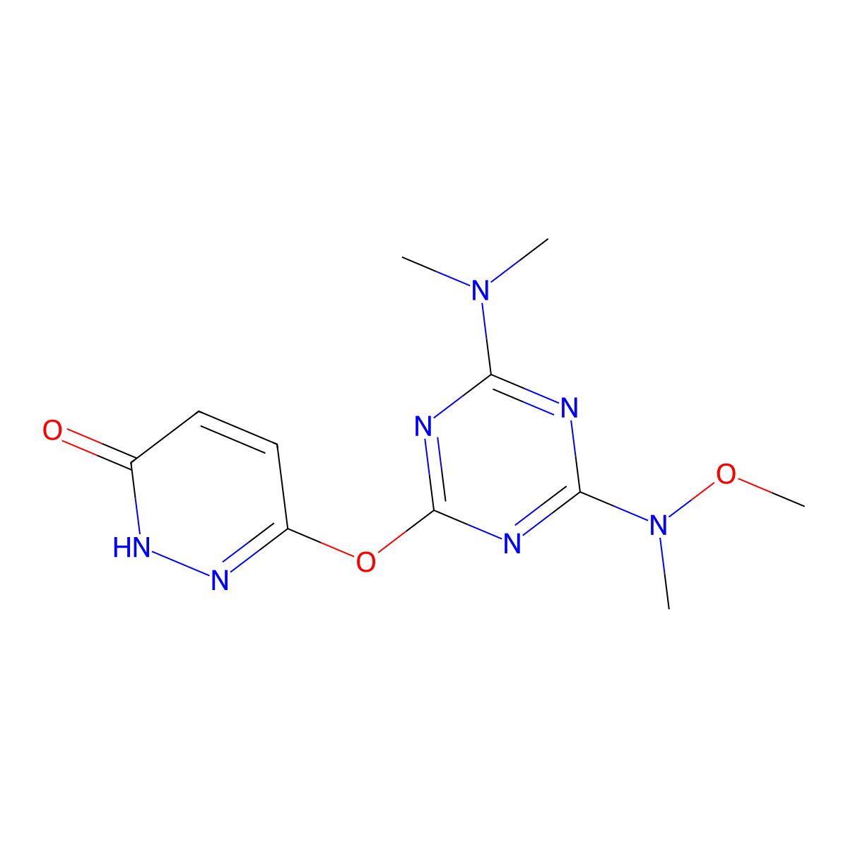 6-({4-(dimethylamino)-6-[methoxy(methyl)amino]-1,3,5-triazin-2-yl}oxy)pyridazin-3(2H)-one molecular structure, CAS 708220-15-9
