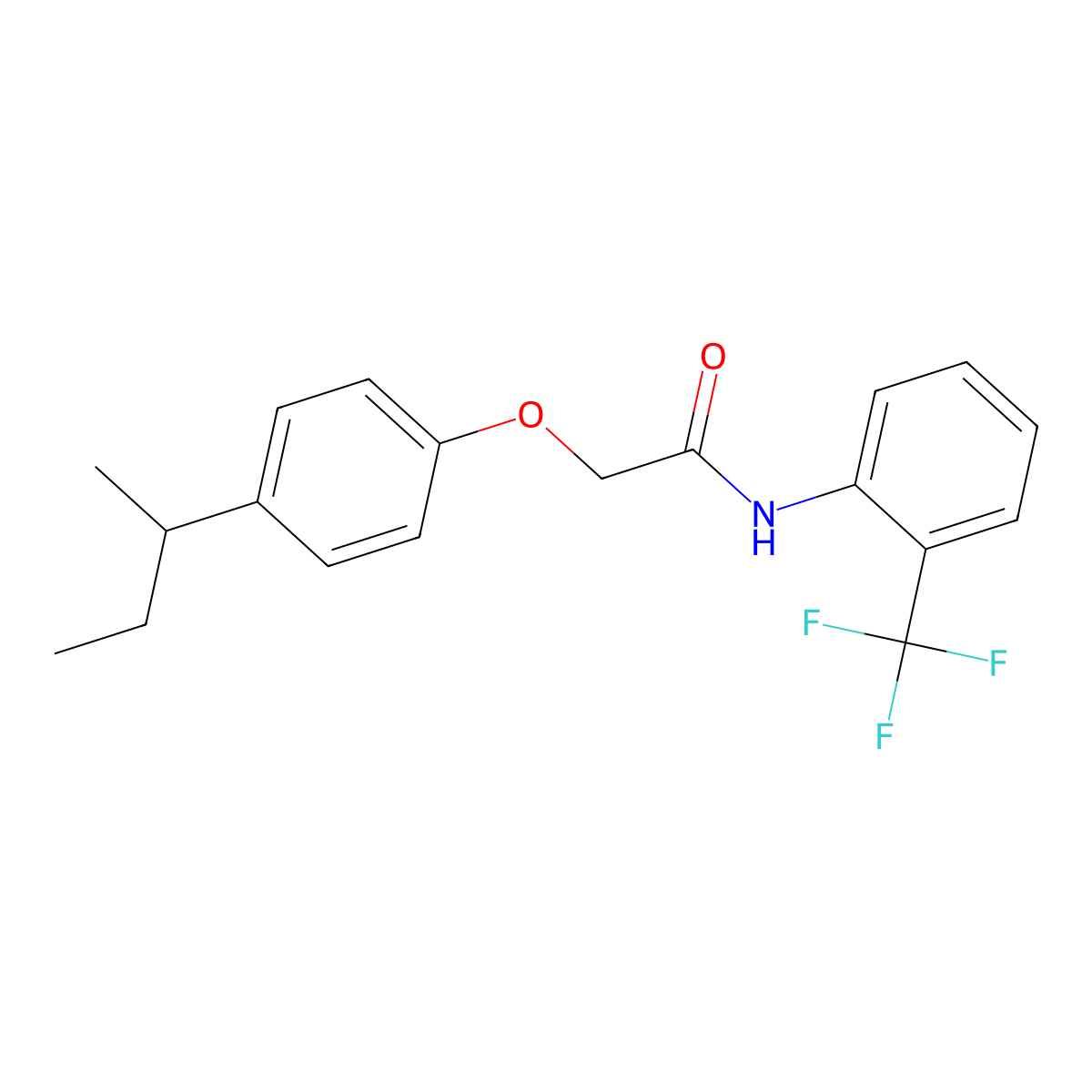 2-(4-butan-2-ylphenoxy)-N-[2-(trifluoromethyl)phenyl]acetamide molecular structure, CAS 708220-24-0