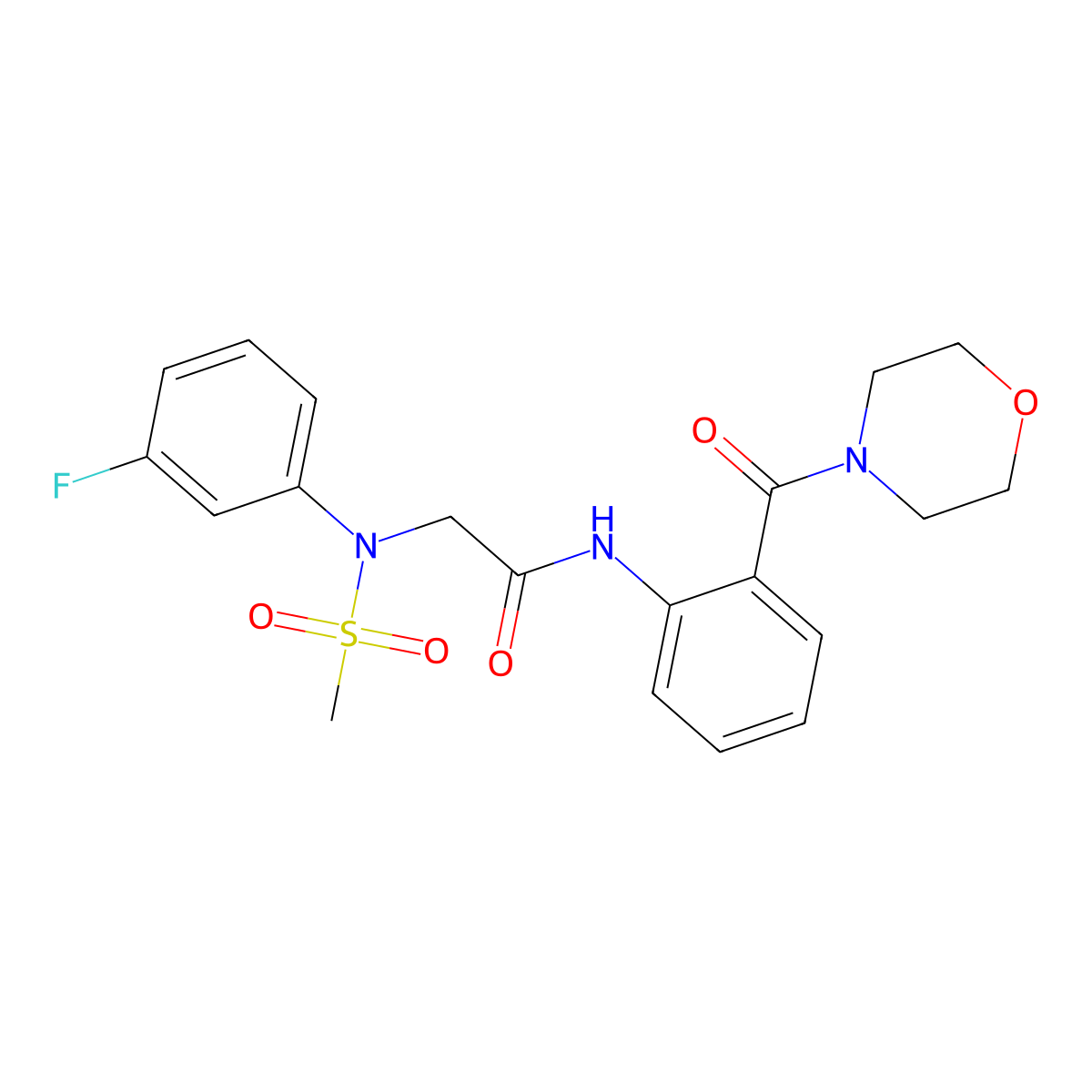 2-(3-fluoro-N-methylsulfonylanilino)-N-[2-(morpholine-4-carbonyl)phenyl]acetamide molecular structure, CAS 708220-28-4