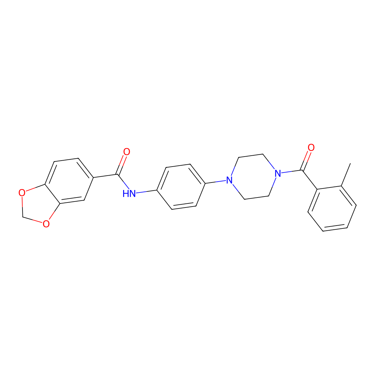 N-[4-[4-(2-methylbenzoyl)piperazin-1-yl]phenyl]-1,3-benzodioxole-5-carboxamide molecular structure, CAS 708220-35-3