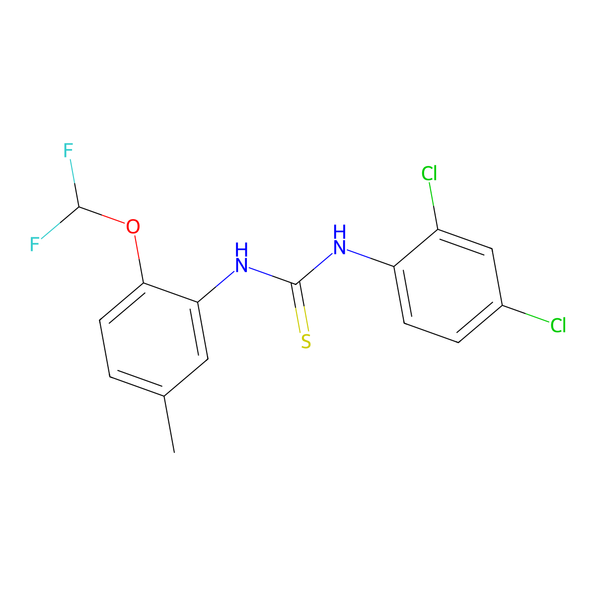 1-(2,4-Dichlorophenyl)-3-[2-(difluoromethoxy)-5-methylphenyl]thiourea molecular structure, CAS 708220-40-0