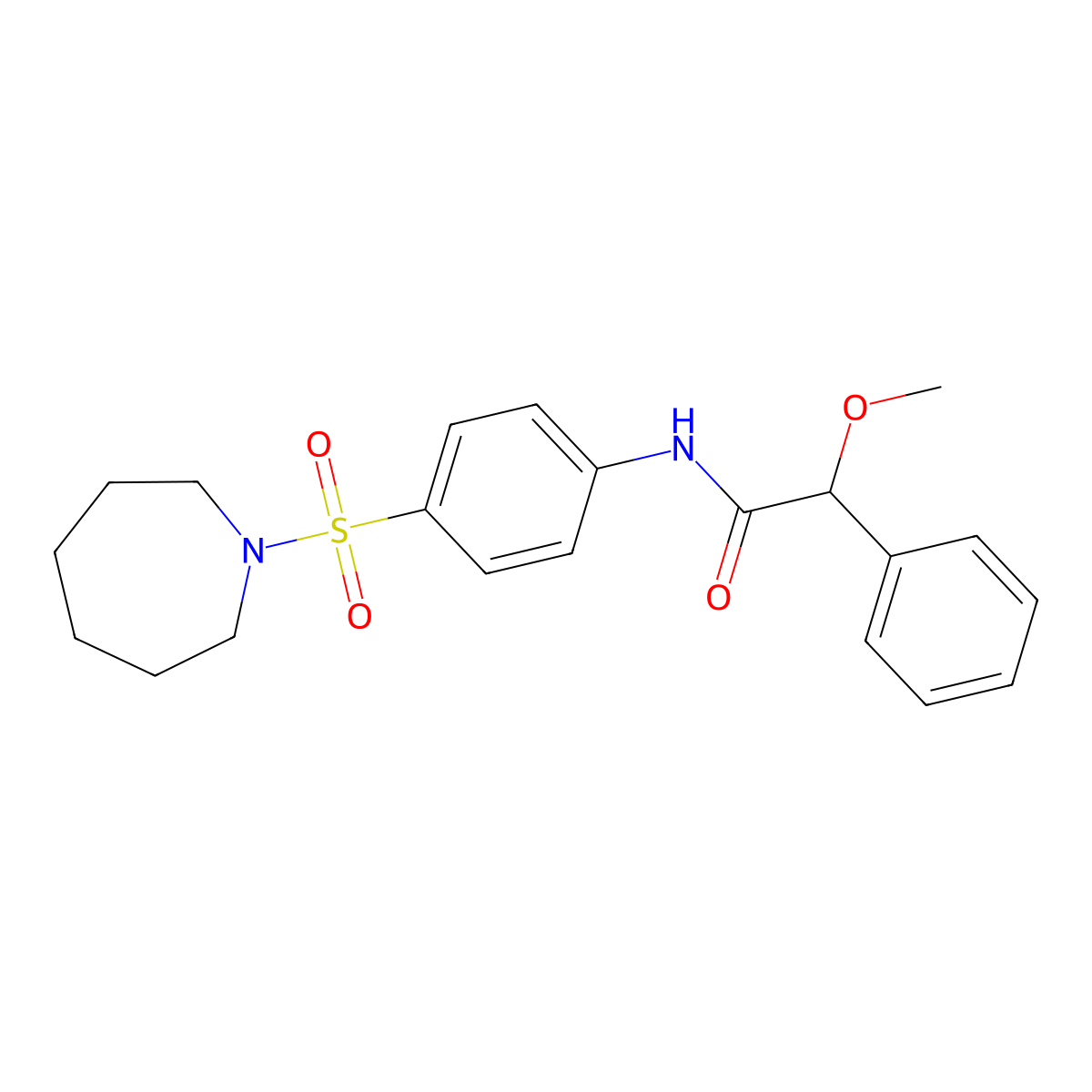 N-[4-(azepan-1-ylsulfonyl)phenyl]-2-methoxy-2-phenylacetamide molecular structure, CAS 708220-45-5