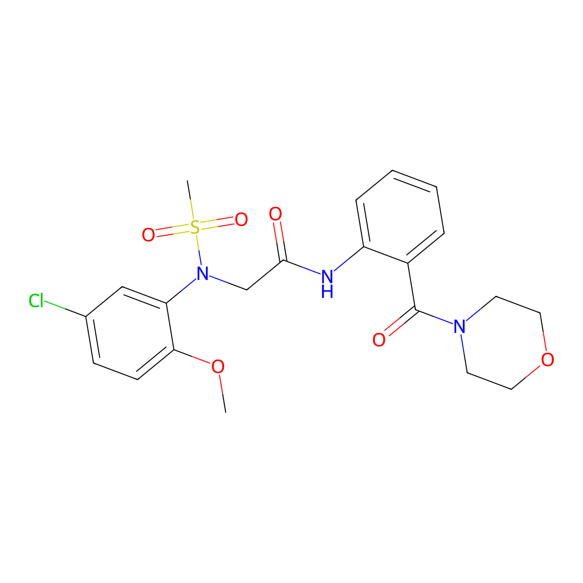 2-(5-chloro-2-methoxy-N-methylsulfonylanilino)-N-[2-(morpholine-4-carbonyl)phenyl]acetamide molecular structure, CAS 708220-60-4