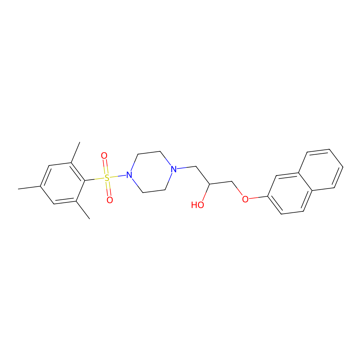 1-(Naphthalen-2-yloxy)-3-[4-(2,4,6-trimethylbenzenesulfonyl)piperazin-1-yl]propan-2-ol molecular structure, CAS 708221-04-9