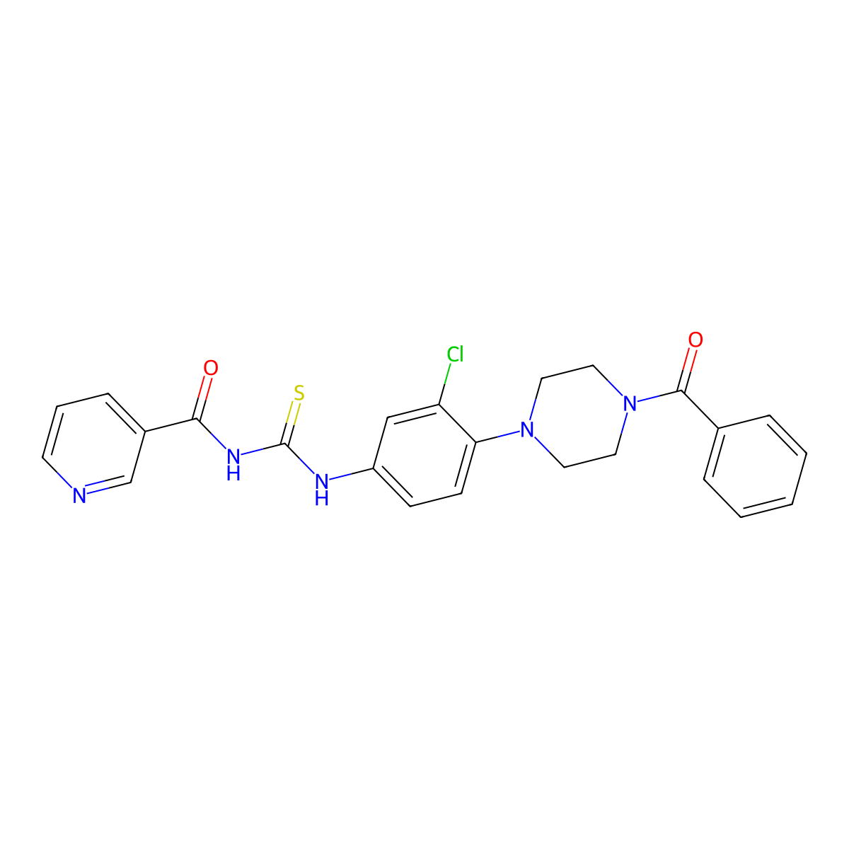 N-[[4-(4-benzoylpiperazin-1-yl)-3-chlorophenyl]carbamothioyl]pyridine-3-carboxamide molecular structure, CAS 708221-36-7