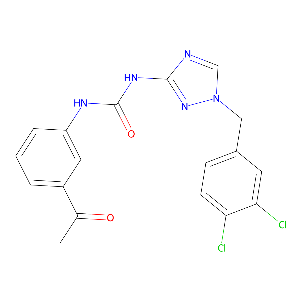 1-(3-Acetylphenyl)-3-(1-(3,4-dichlorobenzyl)-1H-1,2,4-triazol-3-yl)urea molecular structure, CAS 708221-39-0