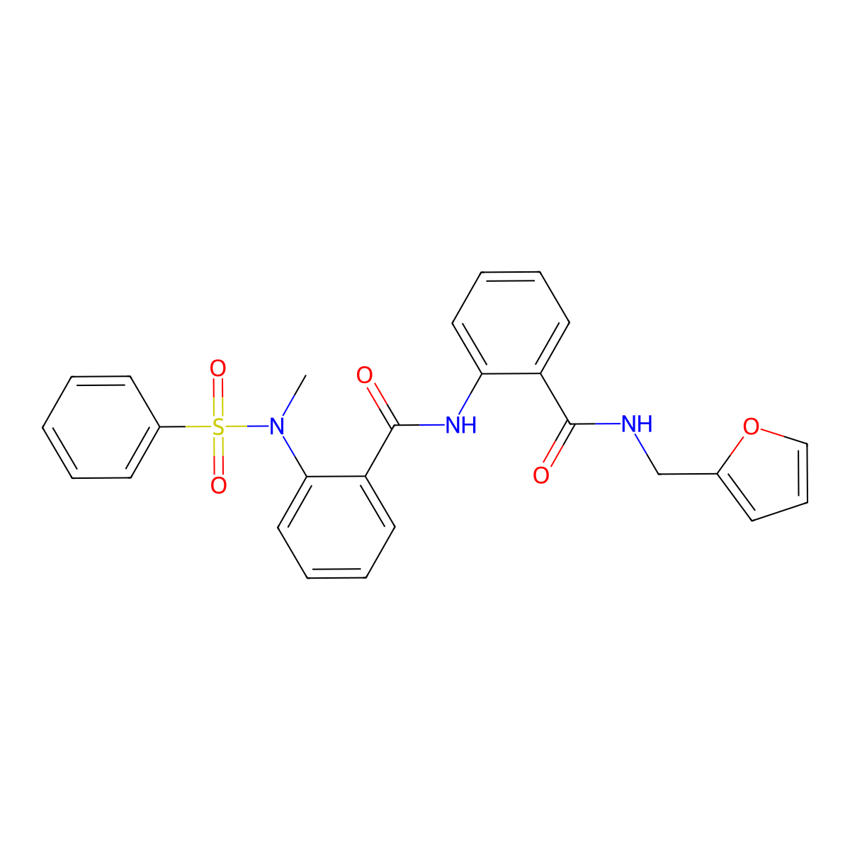 2-[[2-[benzenesulfonyl(methyl)amino]benzoyl]amino]-N-(furan-2-ylmethyl)benzamide molecular structure, CAS 708221-41-4