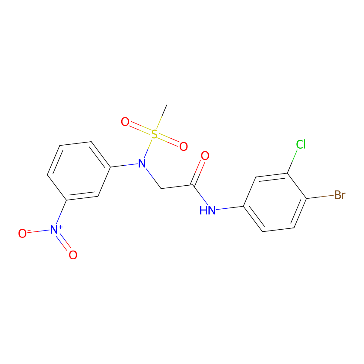 N-(4-bromo-3-chlorophenyl)-2-(N-methylsulfonyl-3-nitroanilino)acetamide molecular structure, CAS 708221-45-8