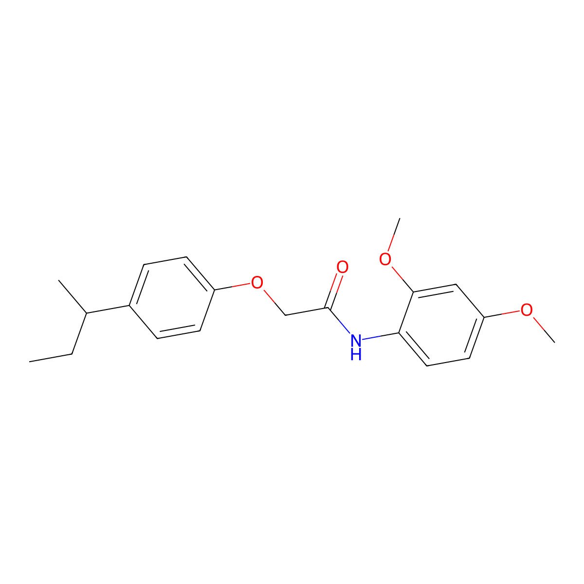 2-(4-sec-butylphenoxy)-N-(2,4-dimethoxyphenyl)acetamide molecular structure, CAS 708221-62-9