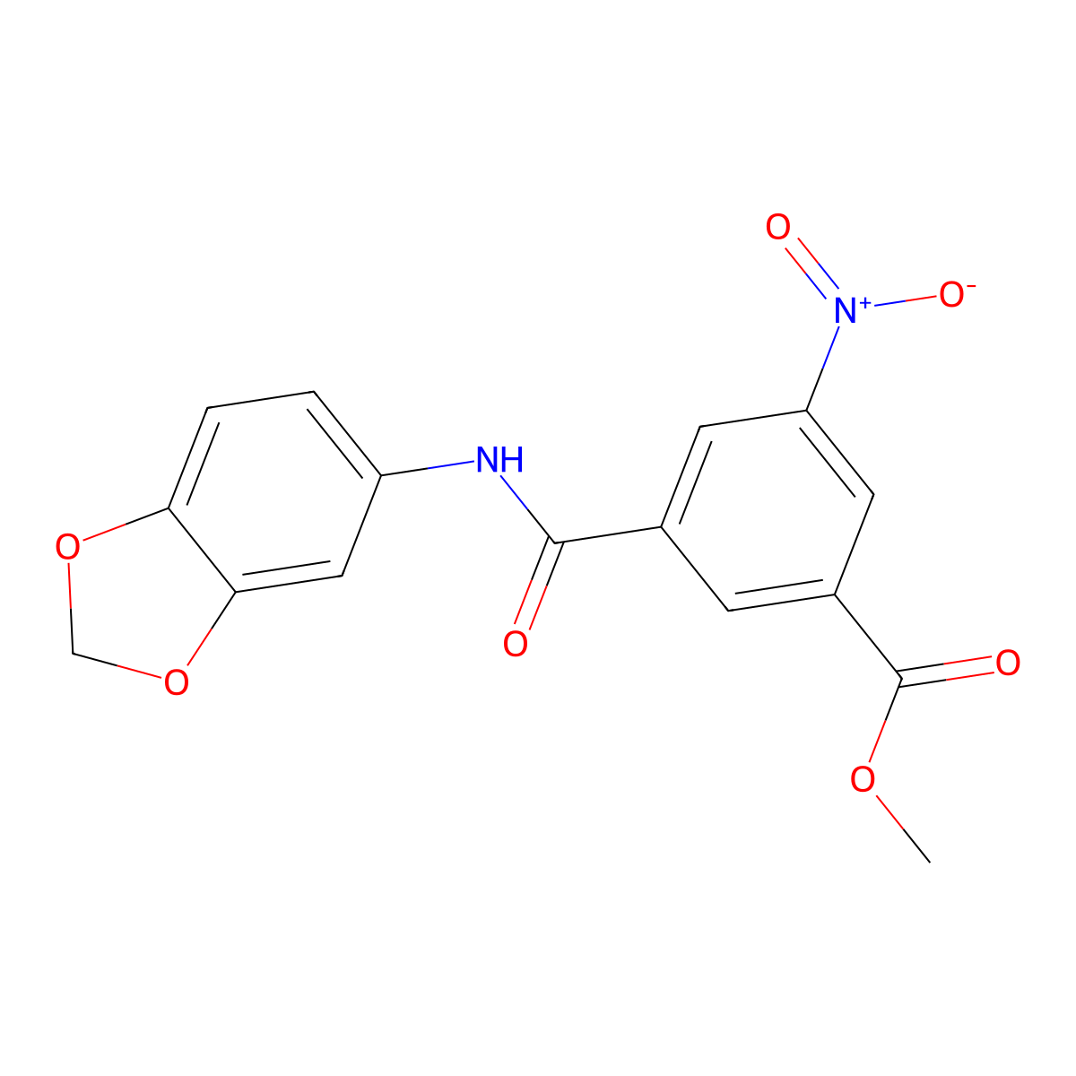 Methyl 3-(1,3-benzodioxol-5-ylcarbamoyl)-5-nitrobenzoate molecular structure, CAS 708221-87-8