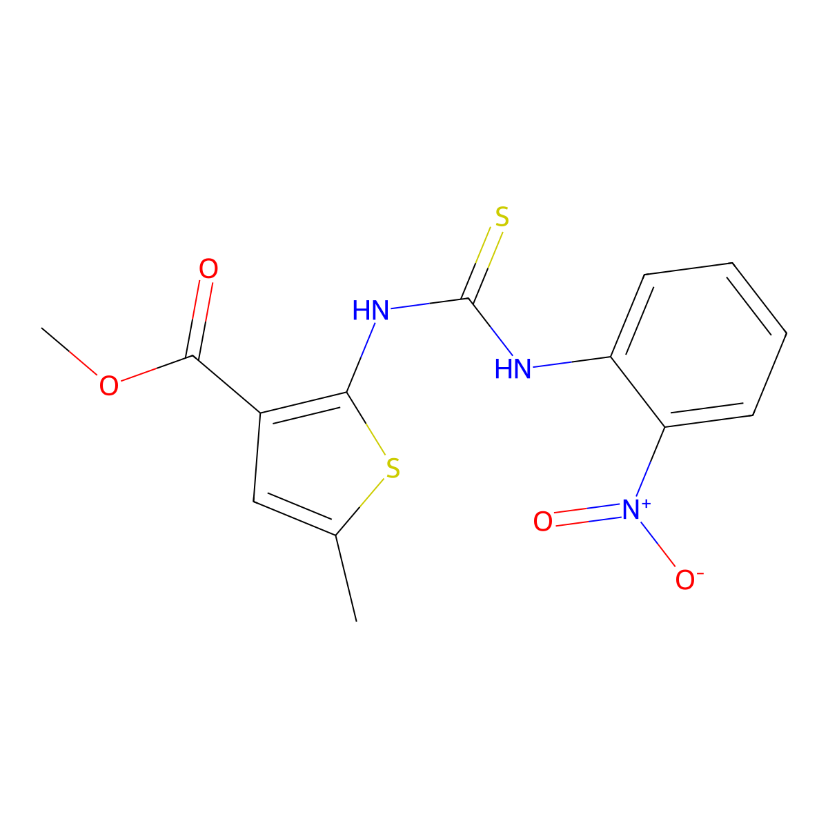 Methyl 5-methyl-2-{[(2-nitrophenyl)carbamothioyl]amino}thiophene-3-carboxylate molecular structure, CAS 708222-00-8