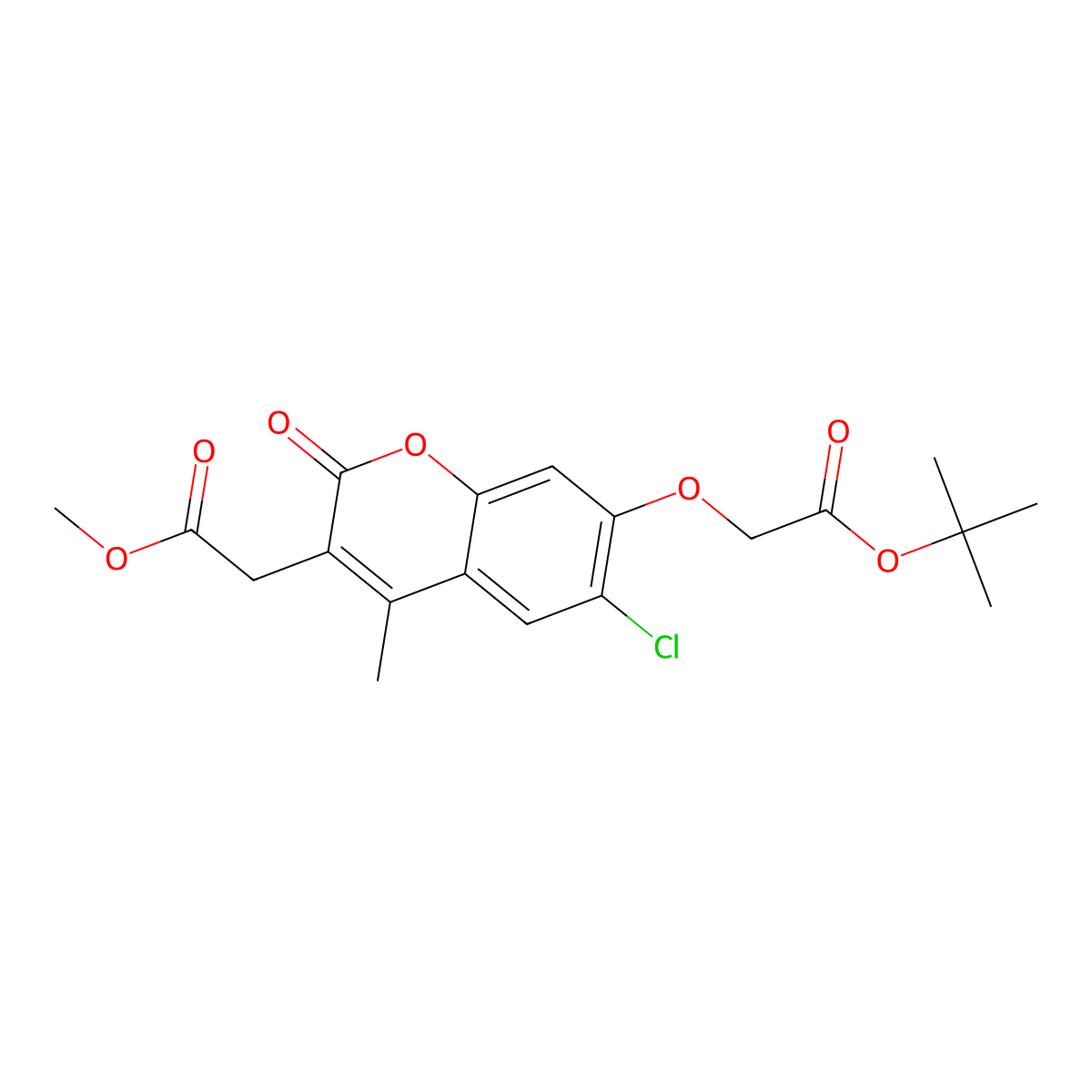 methyl [7-(2-tert-butoxy-2-oxoethoxy)-6-chloro-4-methyl-2-oxo-2H-chromen-3-yl]acetate molecular structure, CAS 708222-03-1