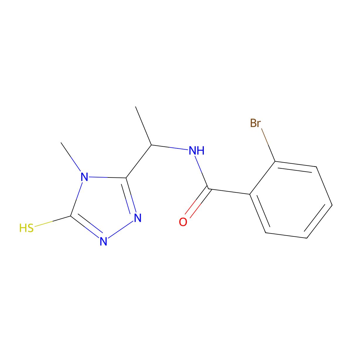 2-bromo-N-[1-(4-methyl-5-sulfanyl-4H-1,2,4-triazol-3-yl)ethyl]benzamide molecular structure, CAS 708222-16-6