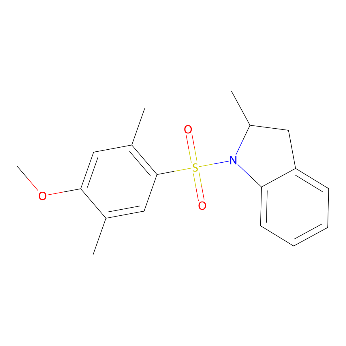 1-(4-methoxy-2,5-dimethylbenzenesulfonyl)-2-methyl-2,3-dihydro-1H-indole molecular structure, CAS 708222-68-8