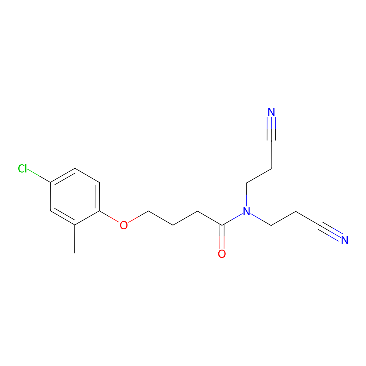 4-(4-chloro-2-methylphenoxy)-N,N-bis(2-cyanoethyl)butanamide molecular structure, CAS 708222-69-9
