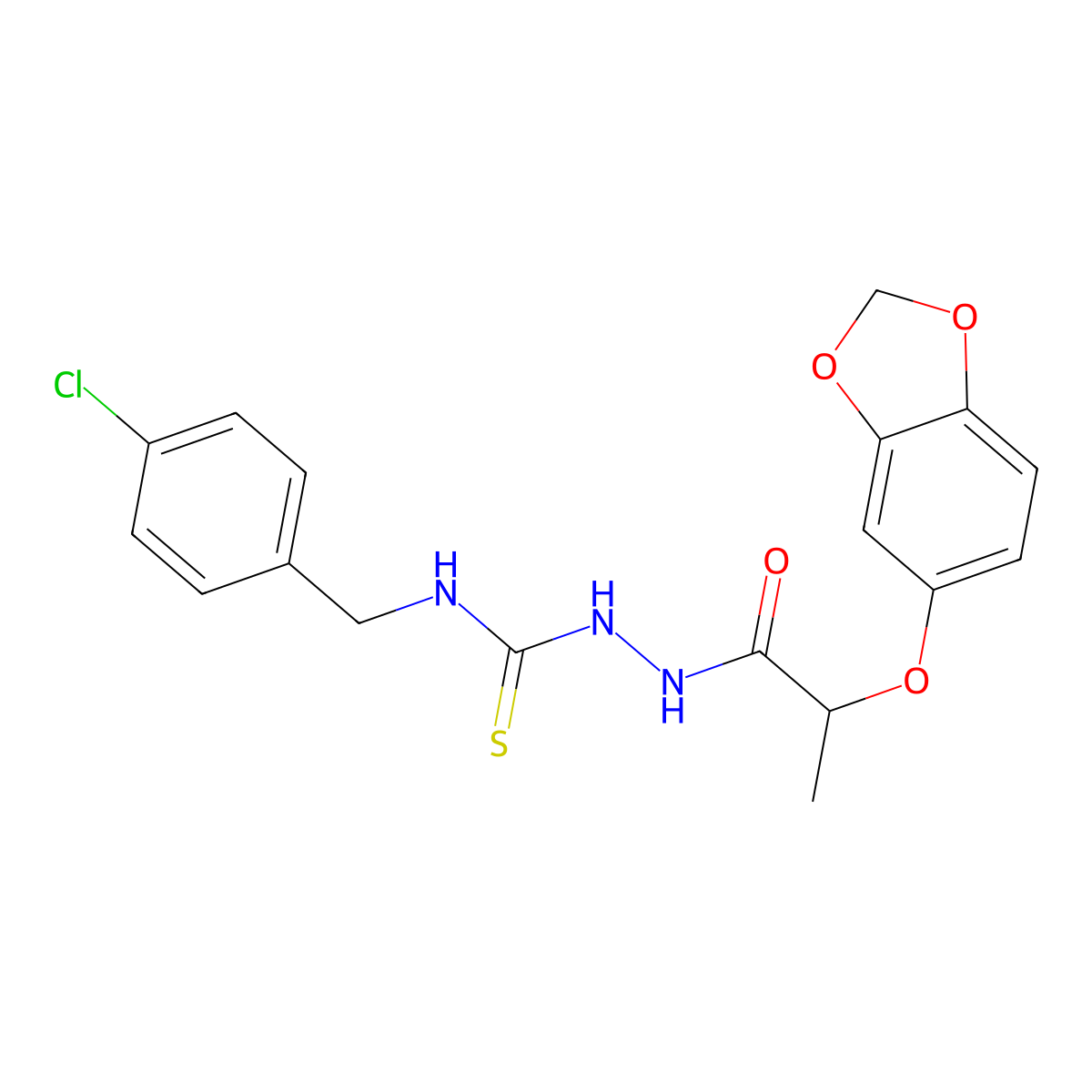 1-[2-(1,3-Benzodioxol-5-yloxy)propanoylamino]-3-[(4-chlorophenyl)methyl]thiourea molecular structure, CAS 708222-83-7