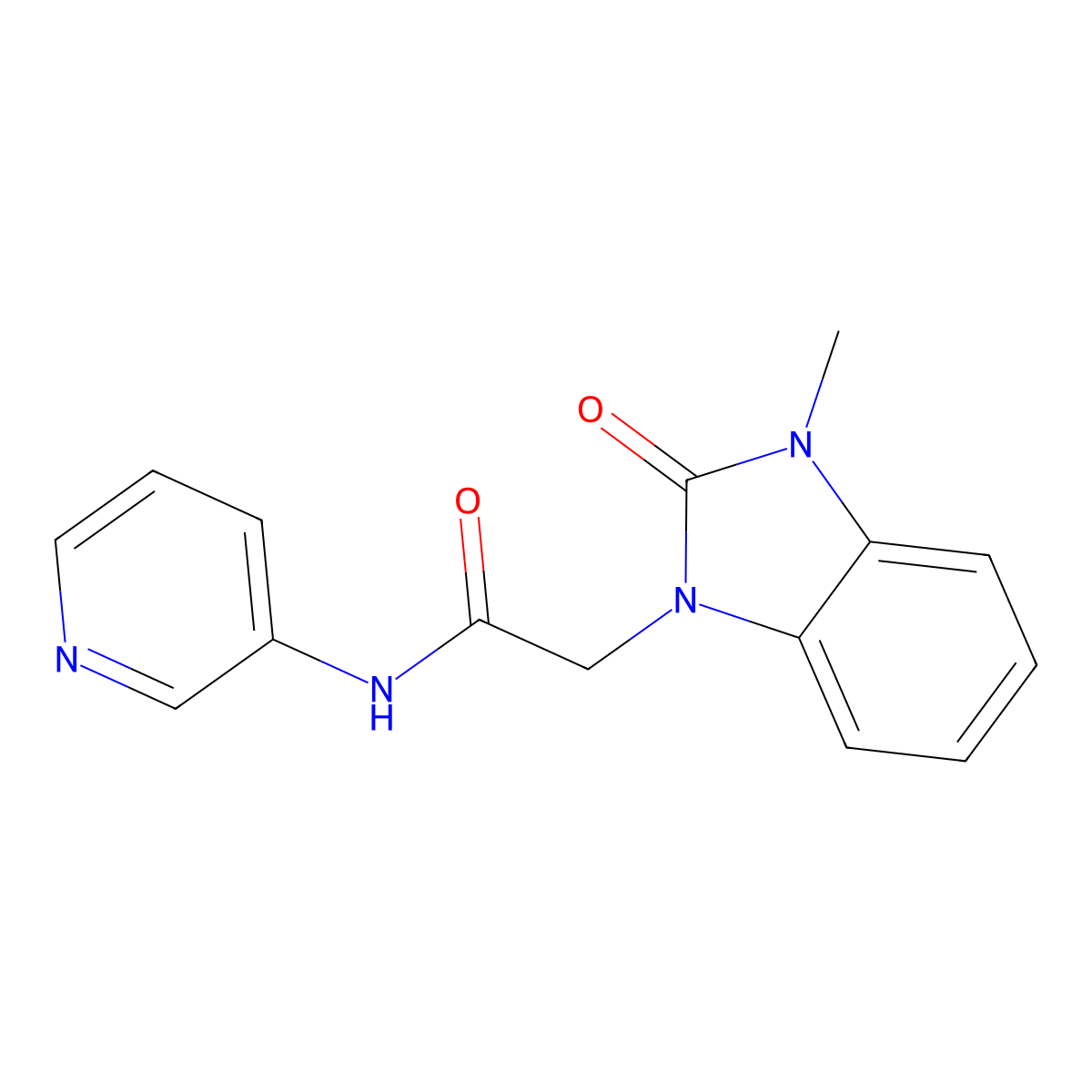 2-(3-methyl-2-oxobenzimidazol-1-yl)-N-pyridin-3-ylacetamide molecular structure, CAS 708222-98-4