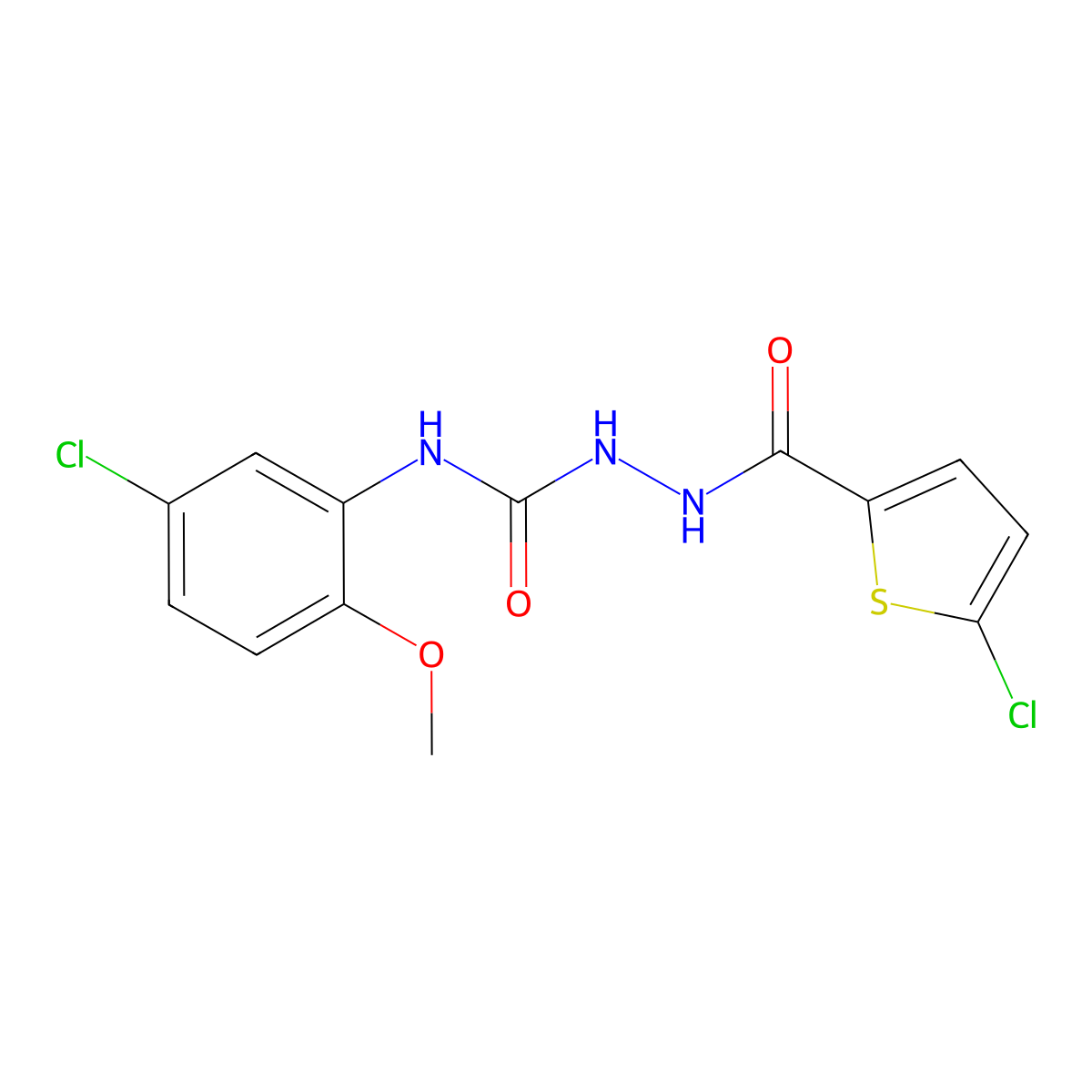 1-(5-Chloro-2-methoxyphenyl)-3-[(5-chlorothiophene-2-carbonyl)amino]urea molecular structure, CAS 708223-05-6