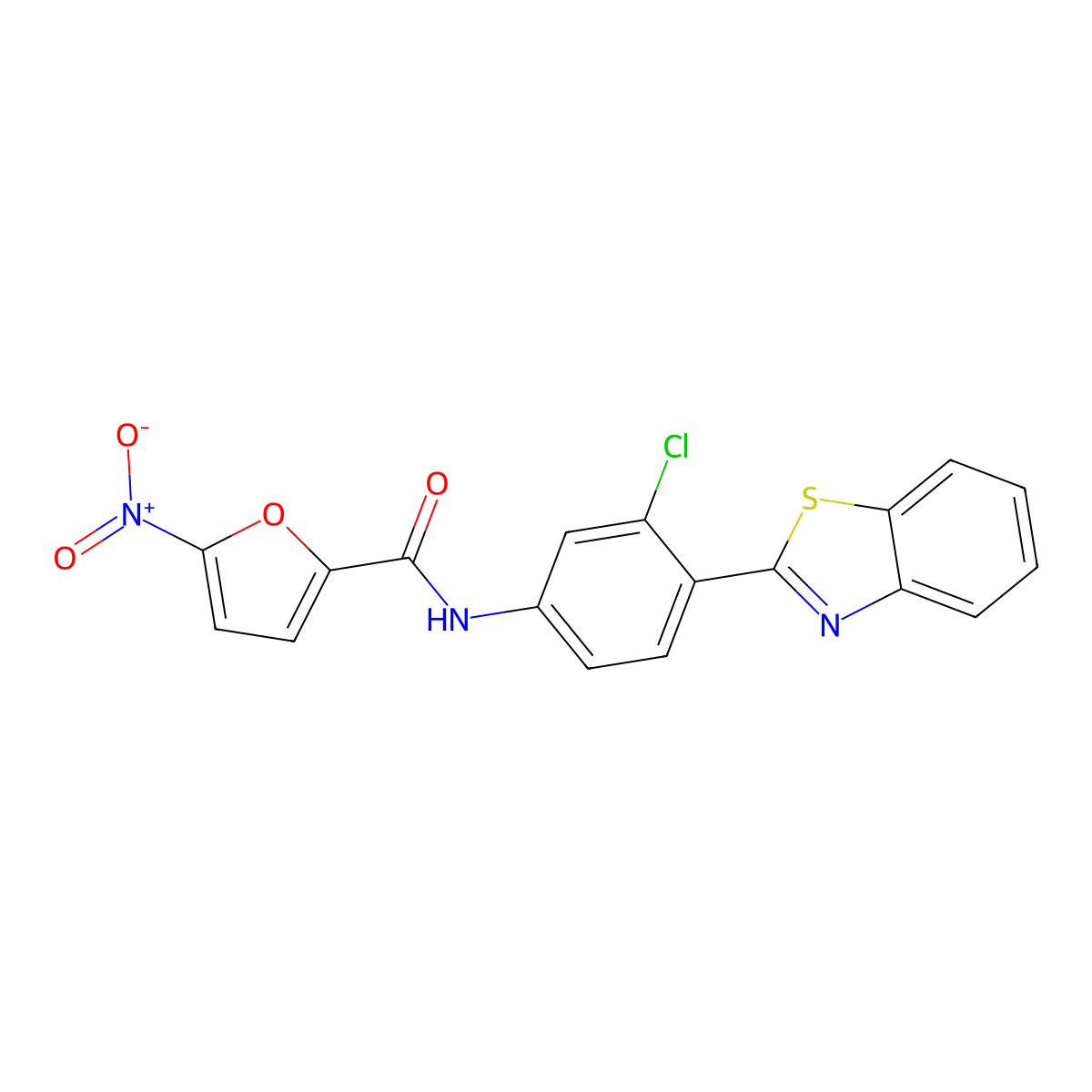 N-[4-(1,3-benzothiazol-2-yl)-3-chlorophenyl]-5-nitrofuran-2-carboxamide molecular structure, CAS 708223-09-0