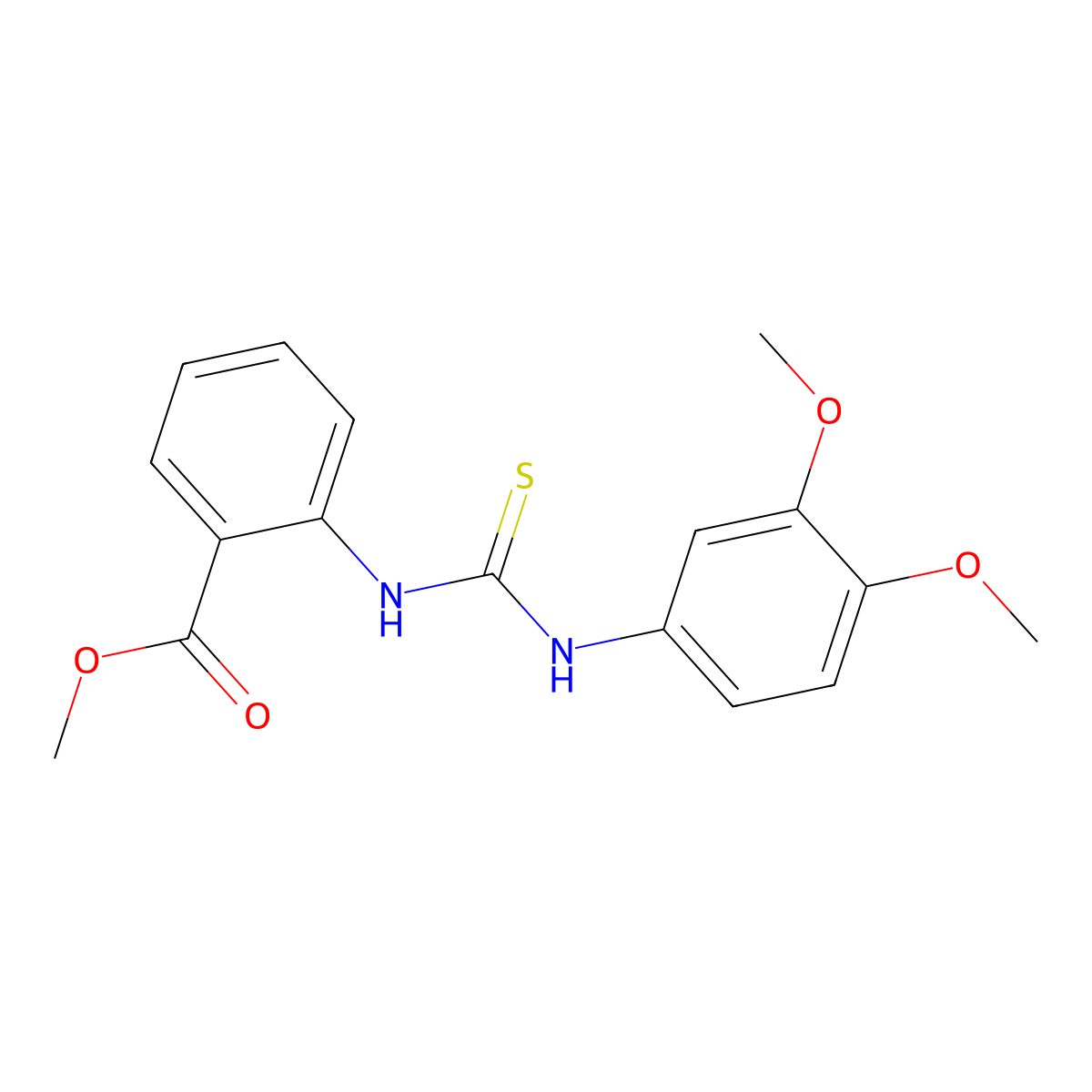 Methyl 2-{[(3,4-dimethoxyphenyl)carbamothioyl]amino}benzoate molecular structure, CAS 708223-19-2