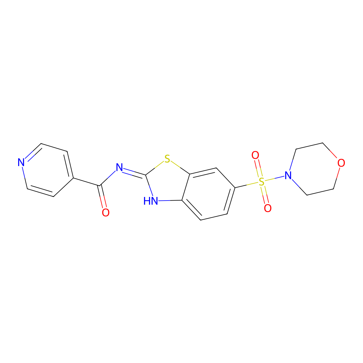 N-[(2E)-6-(morpholin-4-ylsulfonyl)-1,3-benzothiazol-2(3H)-ylidene]pyridine-4-carboxamide molecular structure, CAS 708223-29-4