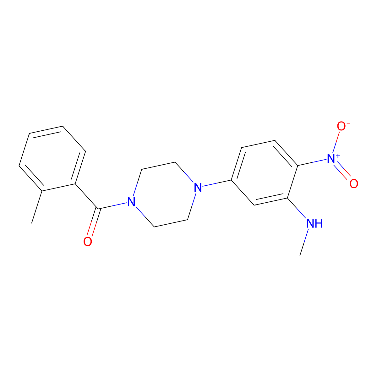 [4-[3-(Methylamino)-4-nitrophenyl]piperazin-1-yl]-(2-methylphenyl)methanone molecular structure, CAS 708223-30-7