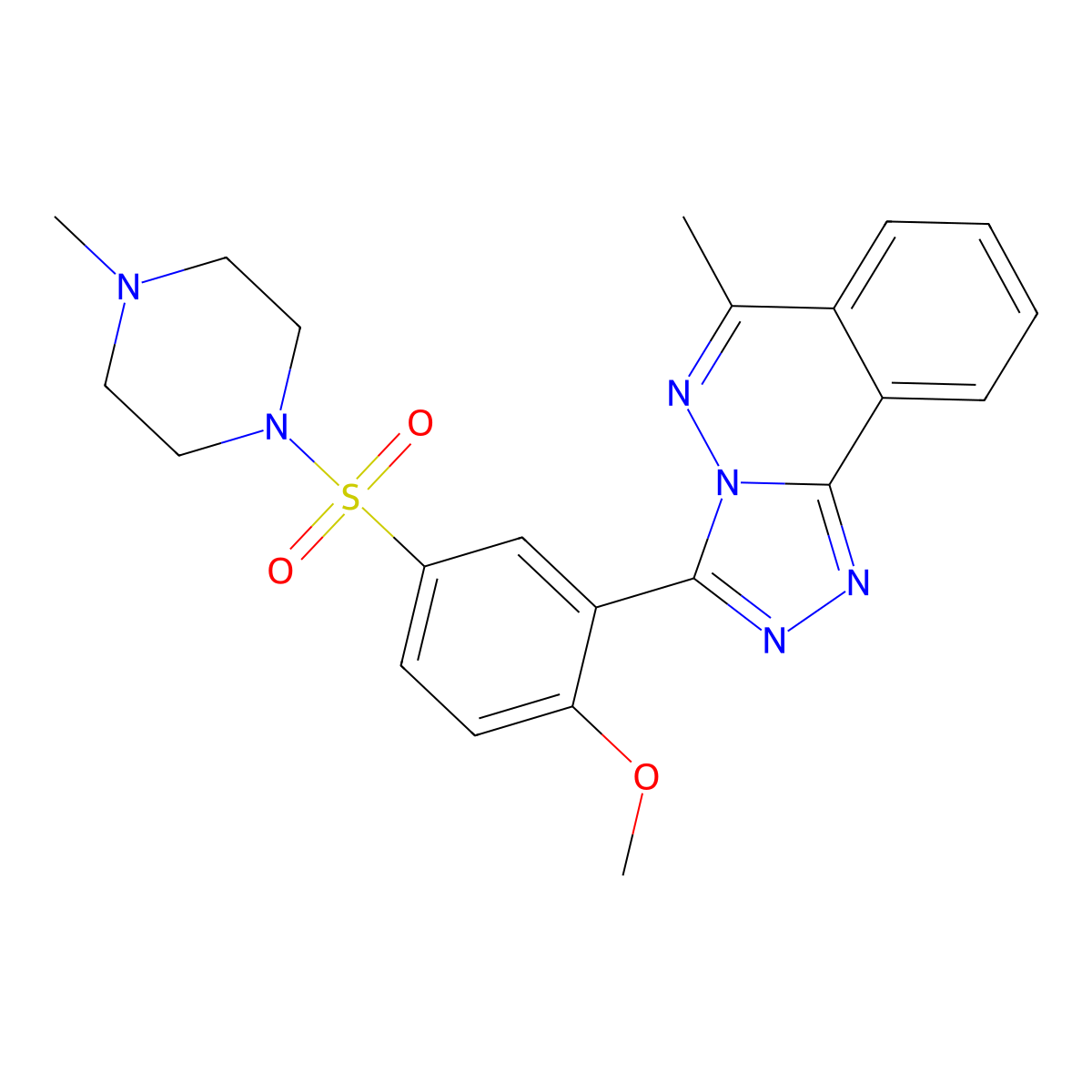 3-{2-Methoxy-5-[(4-methylpiperazin-1-yl)sulfonyl]phenyl}-6-methyl[1,2,4]triazolo[3,4-a]phthalazine molecular structure, CAS 708223-56-7