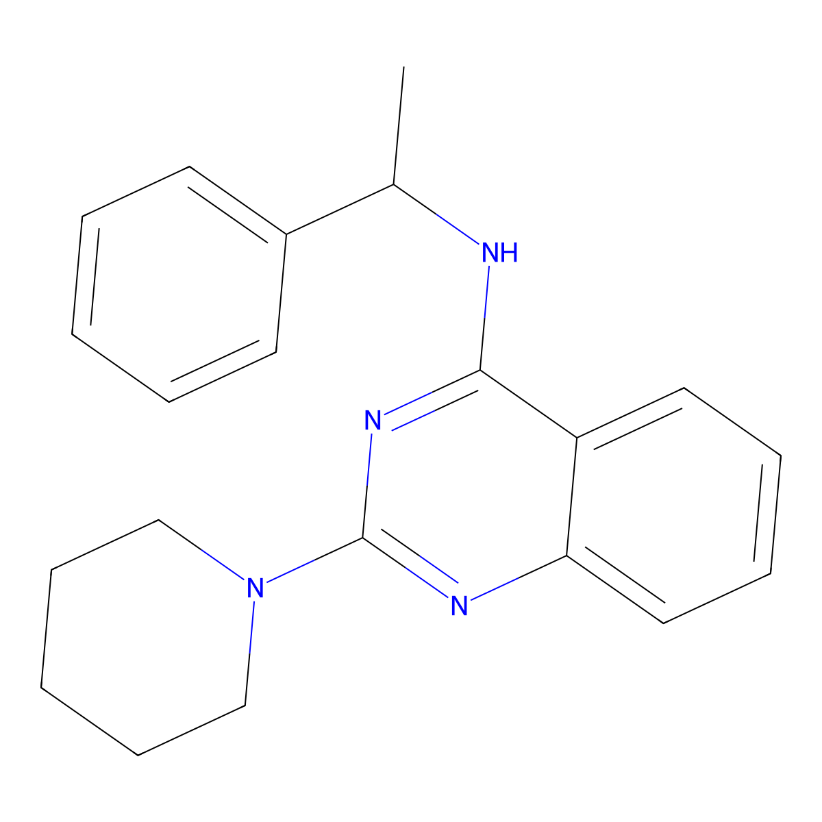 N-(1-phenylethyl)-2-(piperidin-1-yl)quinazolin-4-amine molecular structure, CAS 708223-64-7