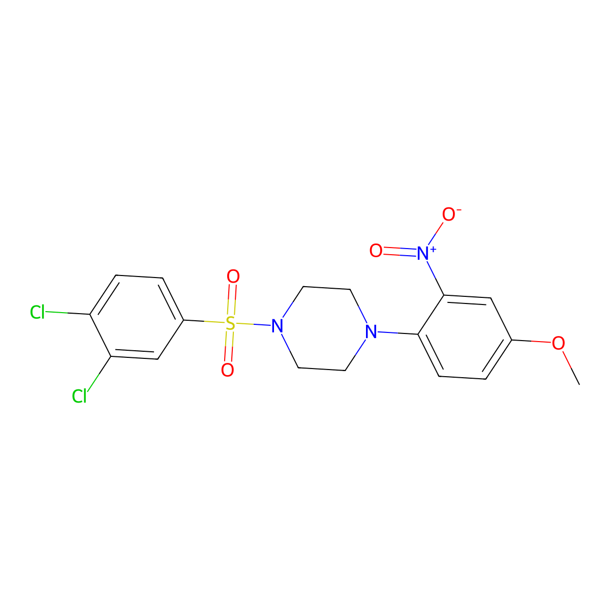 1-(3,4-Dichlorophenyl)sulfonyl-4-(4-methoxy-2-nitrophenyl)piperazine molecular structure, CAS 708223-68-1