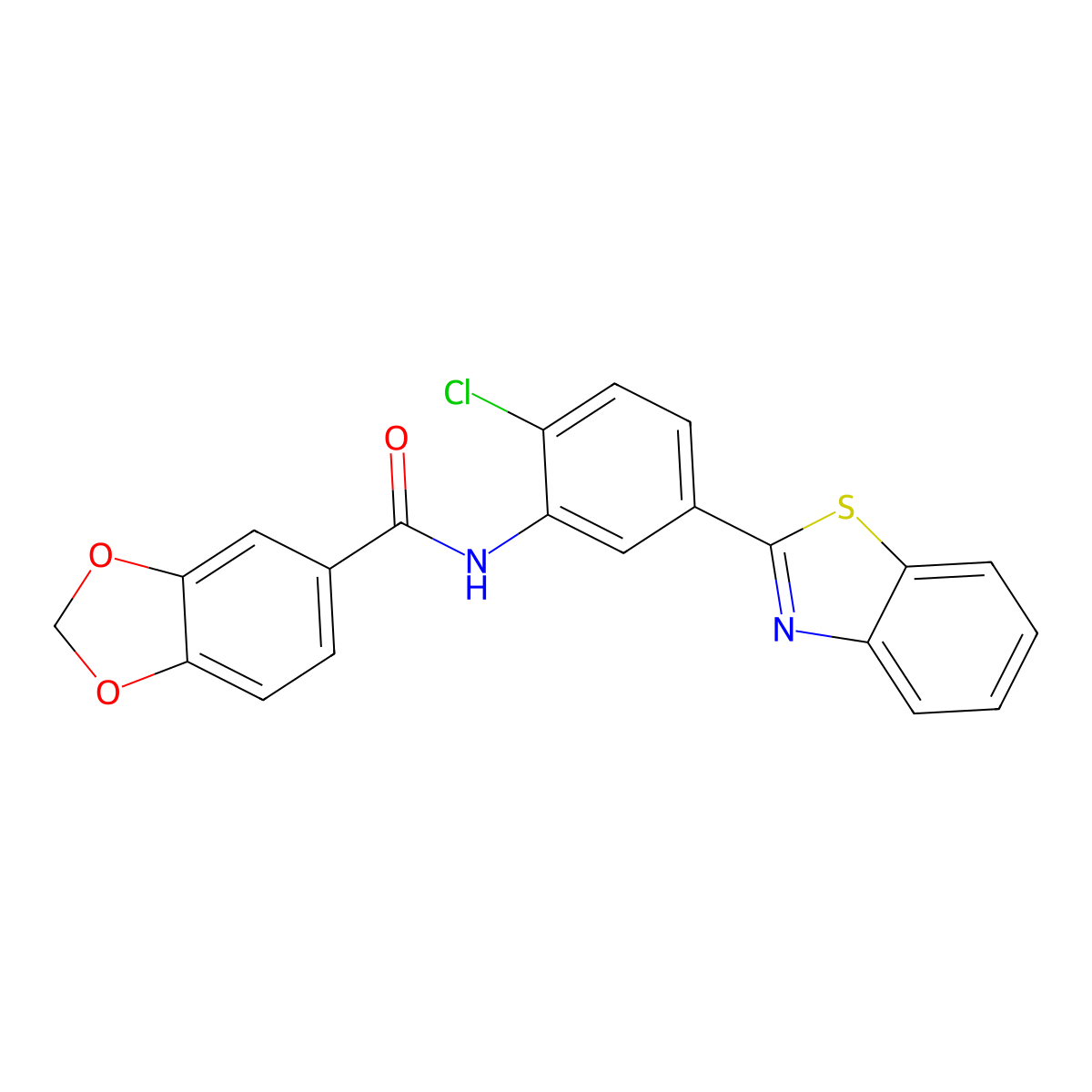N-[5-(1,3-benzothiazol-2-yl)-2-chlorophenyl]-1,3-benzodioxole-5-carboxamide molecular structure, CAS 708223-82-9